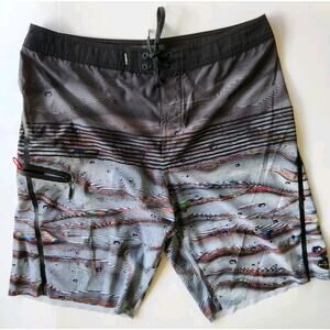 O'Neill Hyperfreak Board Shorts Hydro Stretch Men Size 33 Surf Skate Fish
